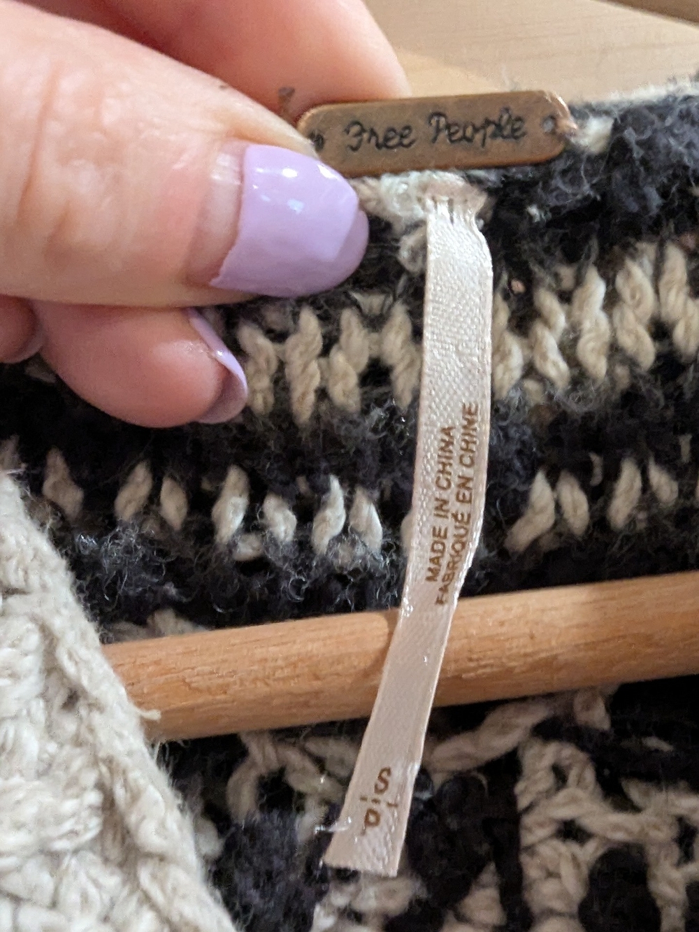 Free People Hooded Zip Cardigan in Beige and Black - Picture 9 of 10